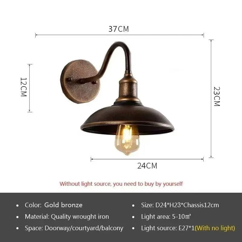 Retro villa courtyard wall lamp in silver or copper finish with modern simplicity design