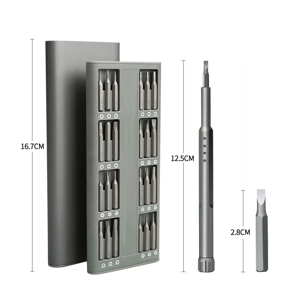 49-piece magnetic screwdriver set with cross and flathead bits for mobile phone disassembly