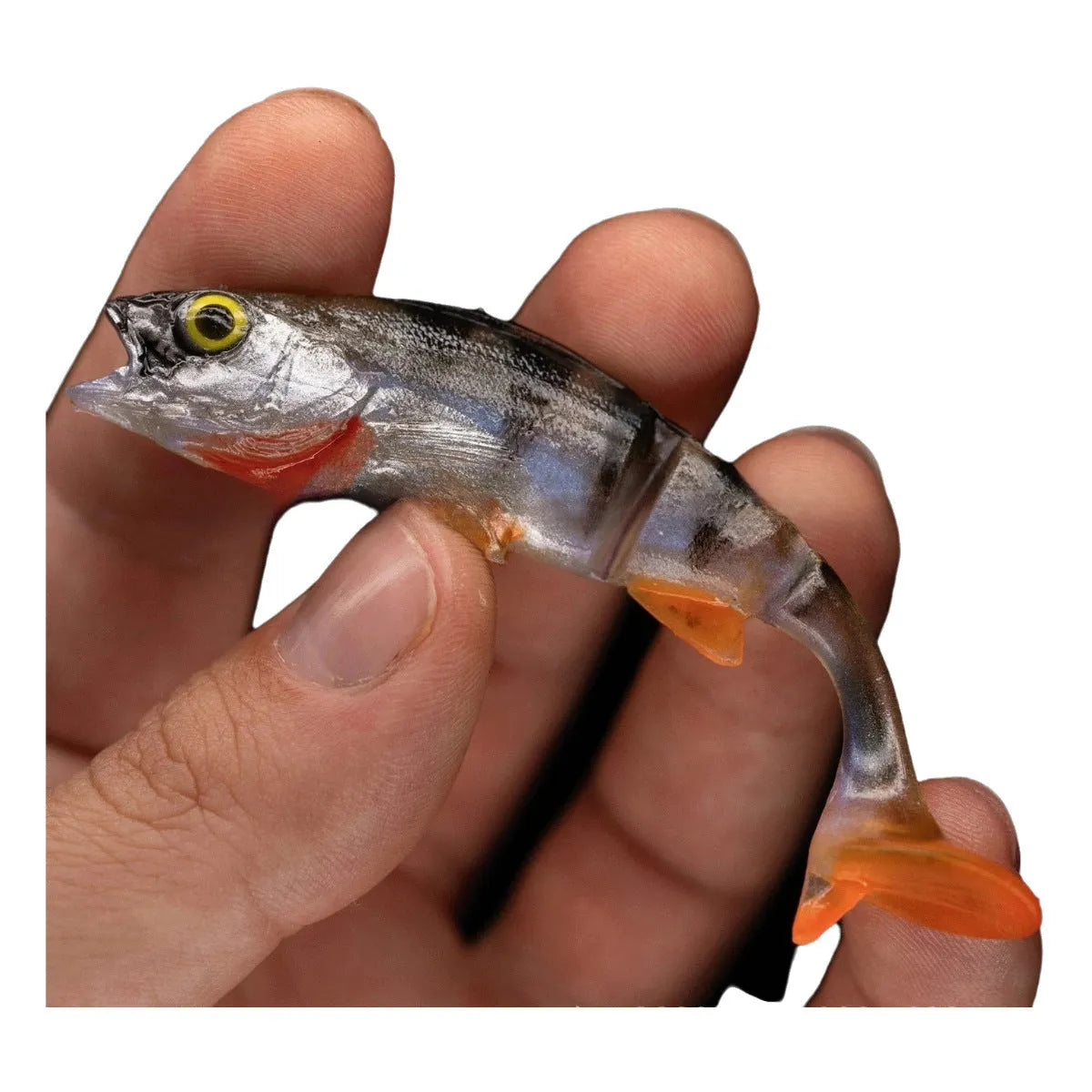 Two Fish T Tail Catfish Scissors soft fishing lures with fish pattern colouration for saltwater predator fishing