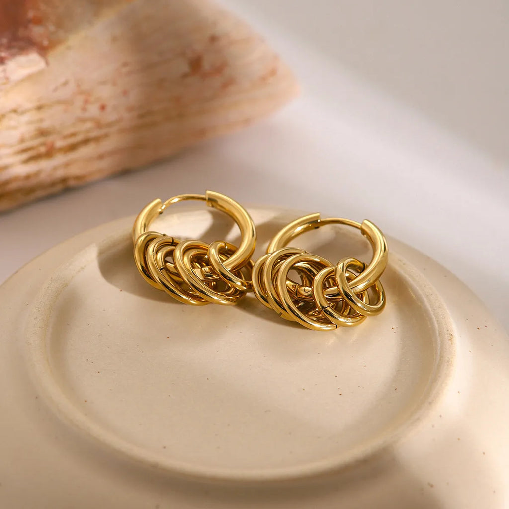 Stainless steel electroplated earrings in ins style showing two colour options