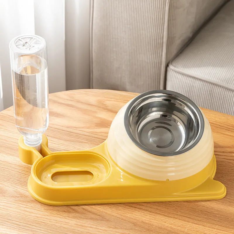 Elevated pet food bowl with automatic water dispenser in food-grade BPA-free materials