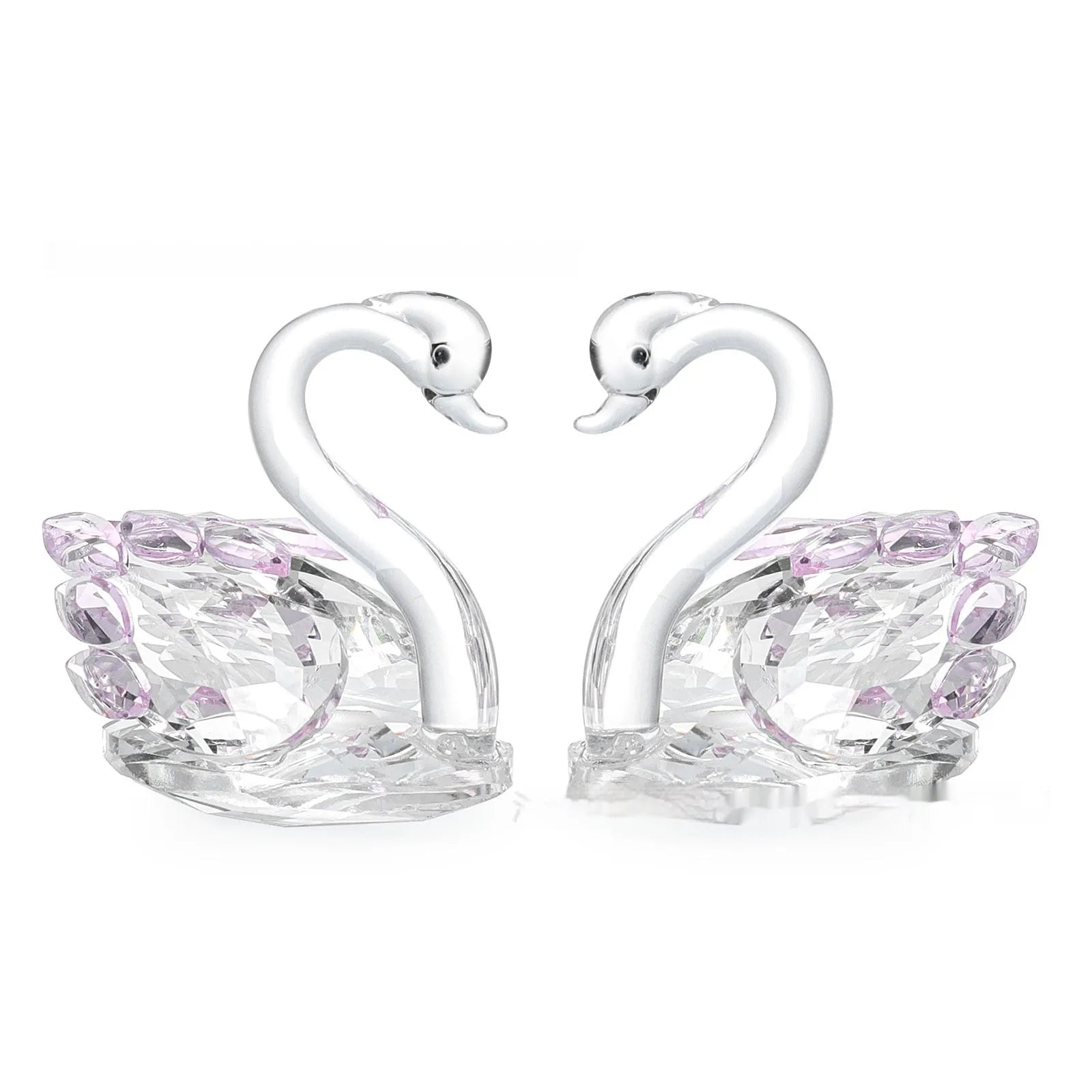 Crystal swan desktop decoration in red, blue, pink, or purple with solid head or drill-ready styles