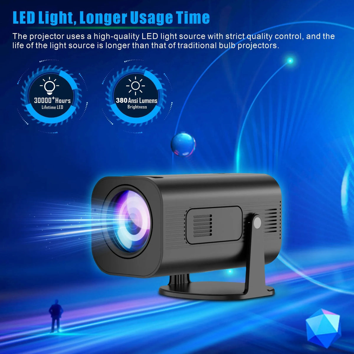 P330 portable mini projector in black or white colour with remote control and power cable