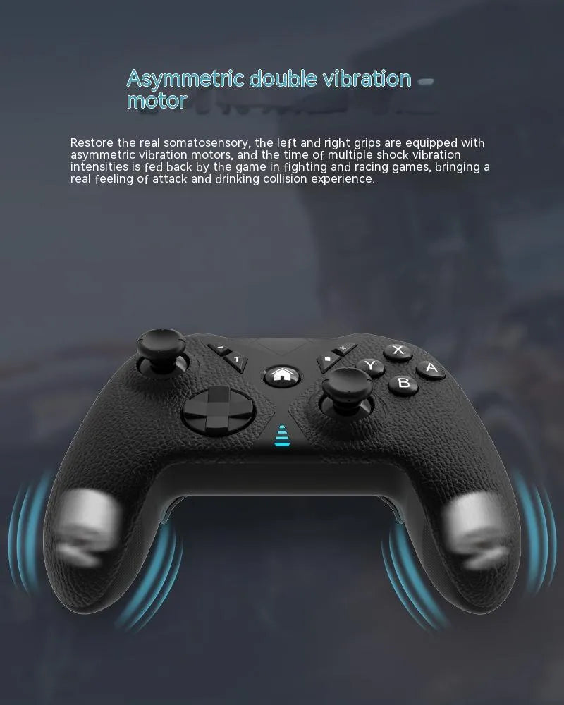 Black wireless game controller with leather texture for Nintendo Switch and mobile phones