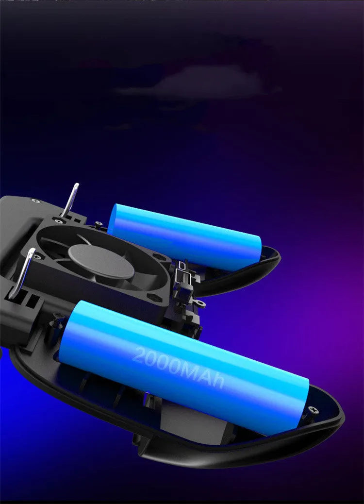 Black mobile phone game controller with USB connector and aluminium alloy frame attached to a smartphone.