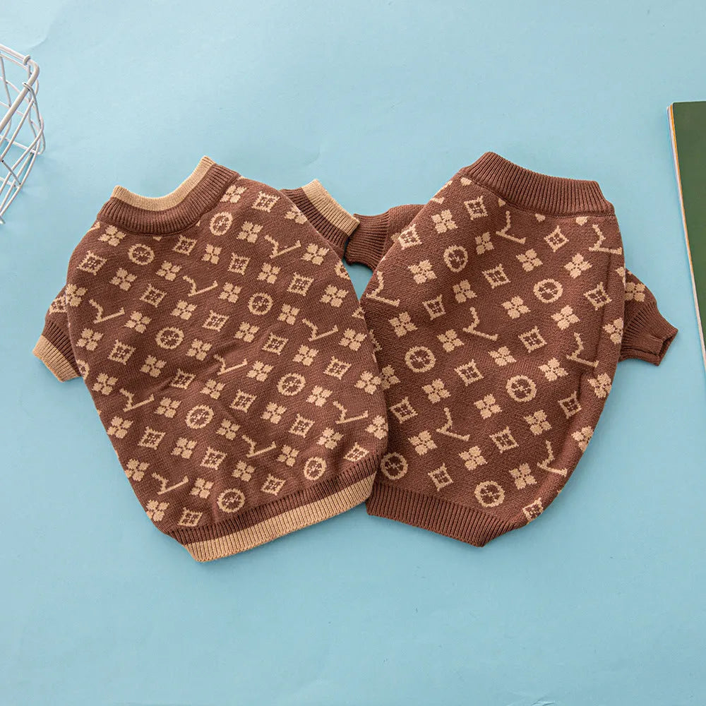 Wool blend dog sweater in European style with monochrome or two-tone colour options