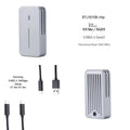 Aluminium alloy M.2 NVMe and SATA external SSD enclosure with USB-C port, measuring 5.2cm by 2.8cm.