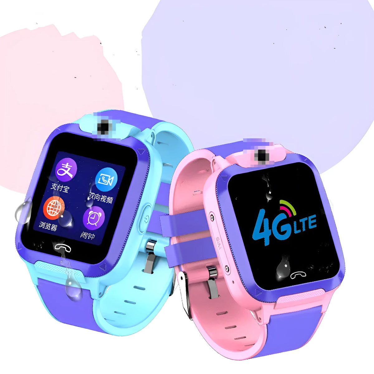 Blue children's smartwatch with a 1.44-inch screen on a silicone strap for GPS and video calls.