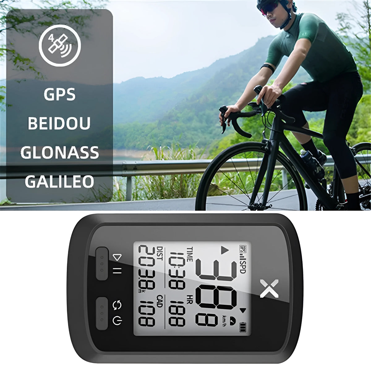 Black plastic waterproof bicycle stopwatch with digital display for sports timing