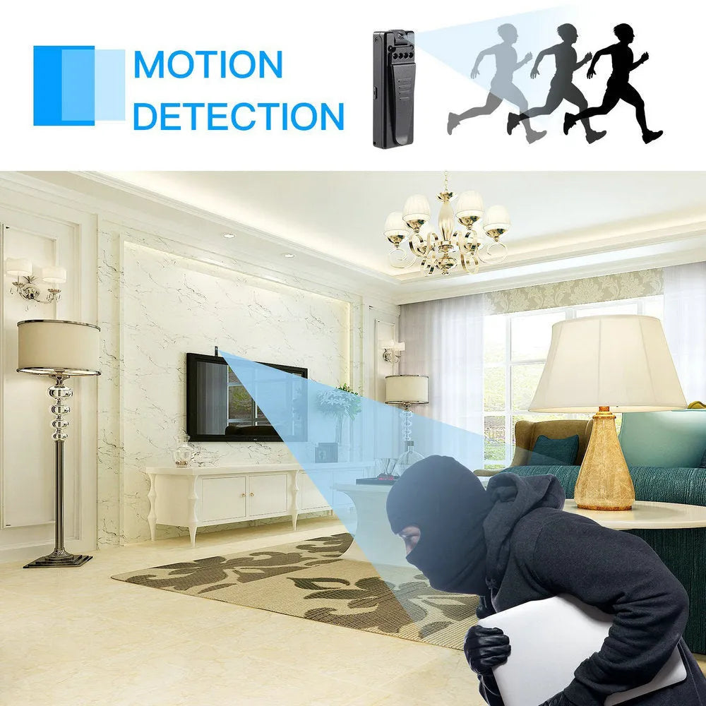 Black 1080p HD DV home camera with 5 metre night vision and 90-degree rotation