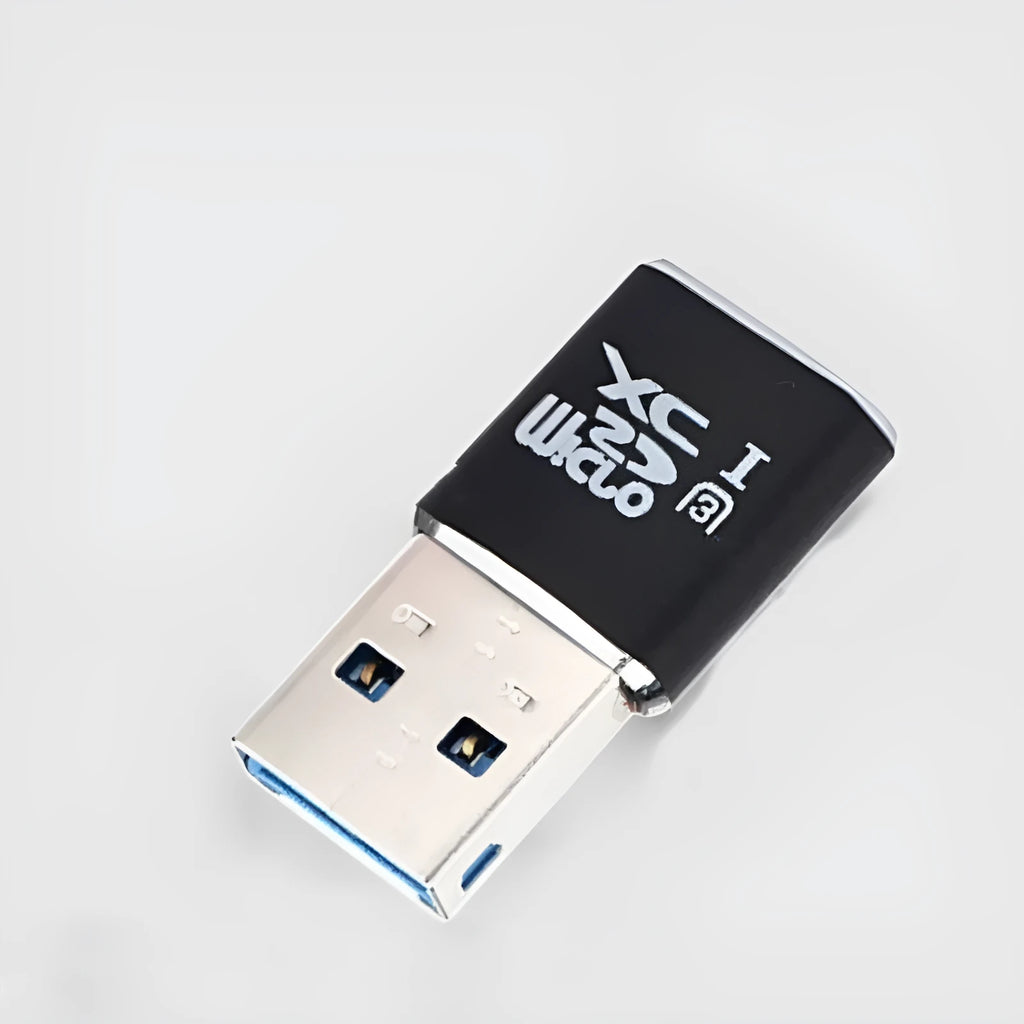 Black USB 3.0 micro SD card reader with ABS plastic shell for memory card transfers