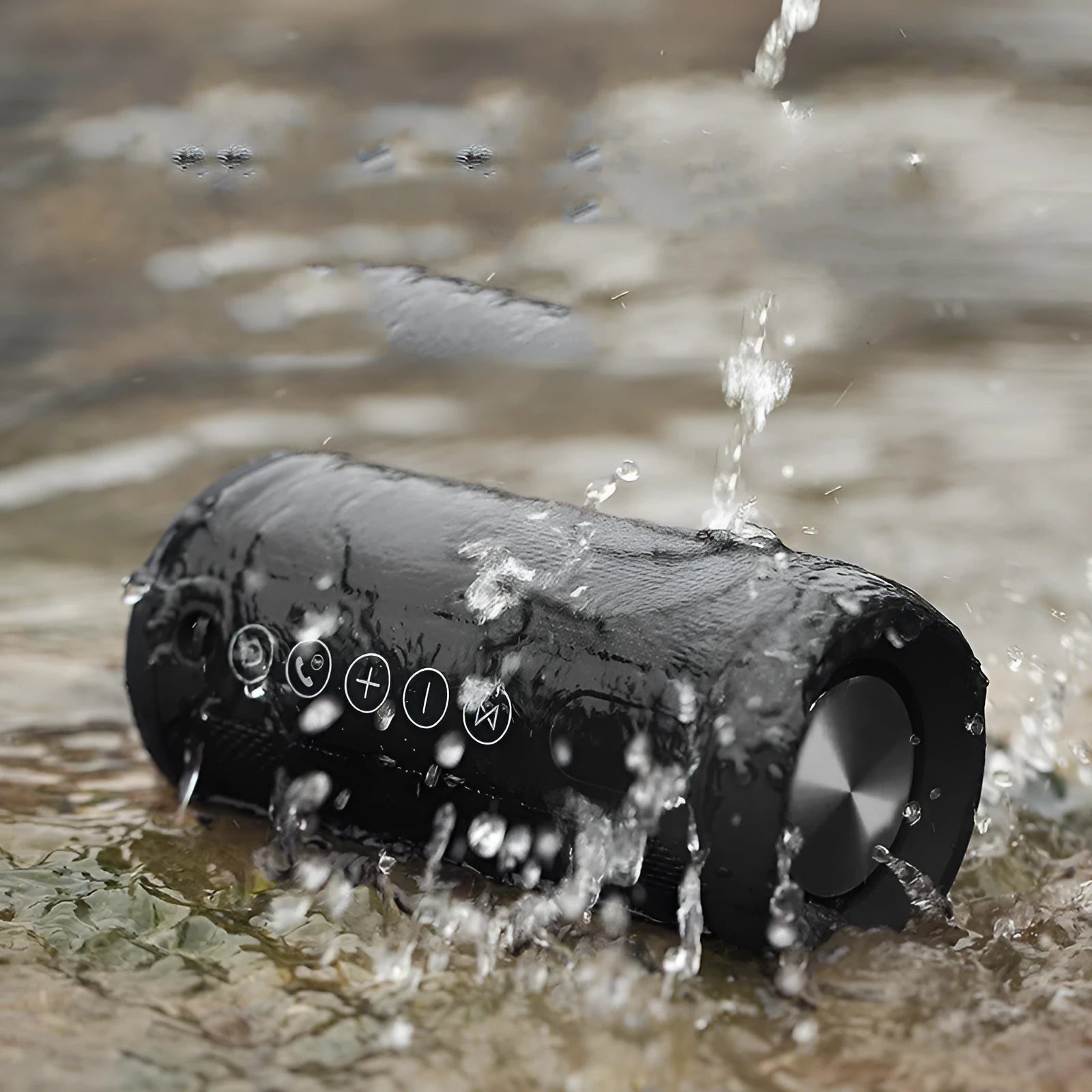Outdoor waterproof Bluetooth speaker in black, camouflage, grey or red with 20m range