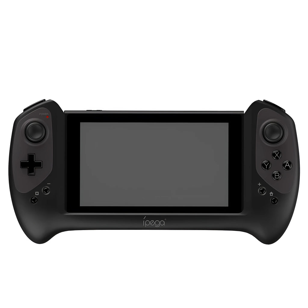 Black Nintendo Switch gamepad with ergonomic curved grips and textured analogue sticks