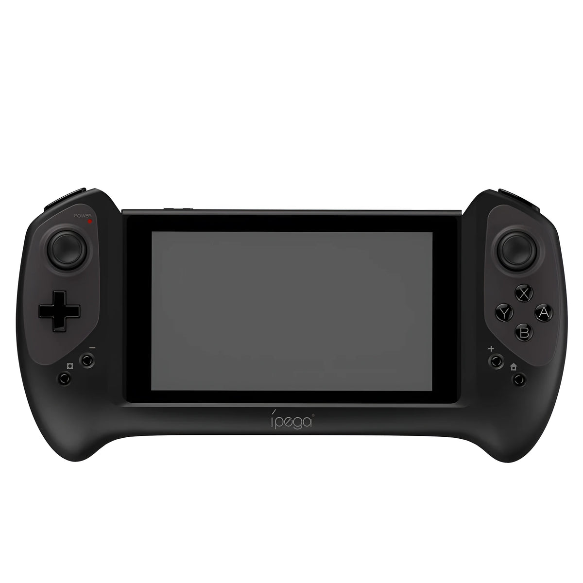 Black Nintendo Switch gamepad with ergonomic curved grips and textured analogue sticks