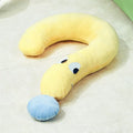 Blue and yellow rectangular pet cushion measuring 62 by 39 centimetres for dogs and cats