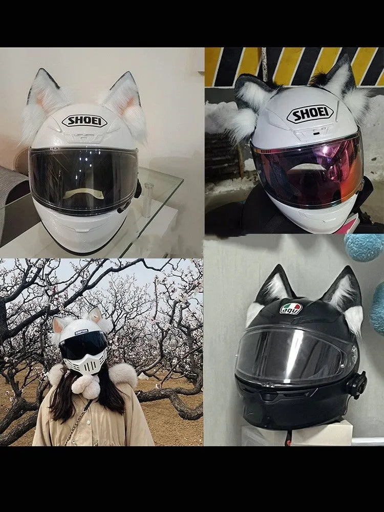 ABS plastic animal ears and tail helmet ornament kit for motorcycle or bike helmets