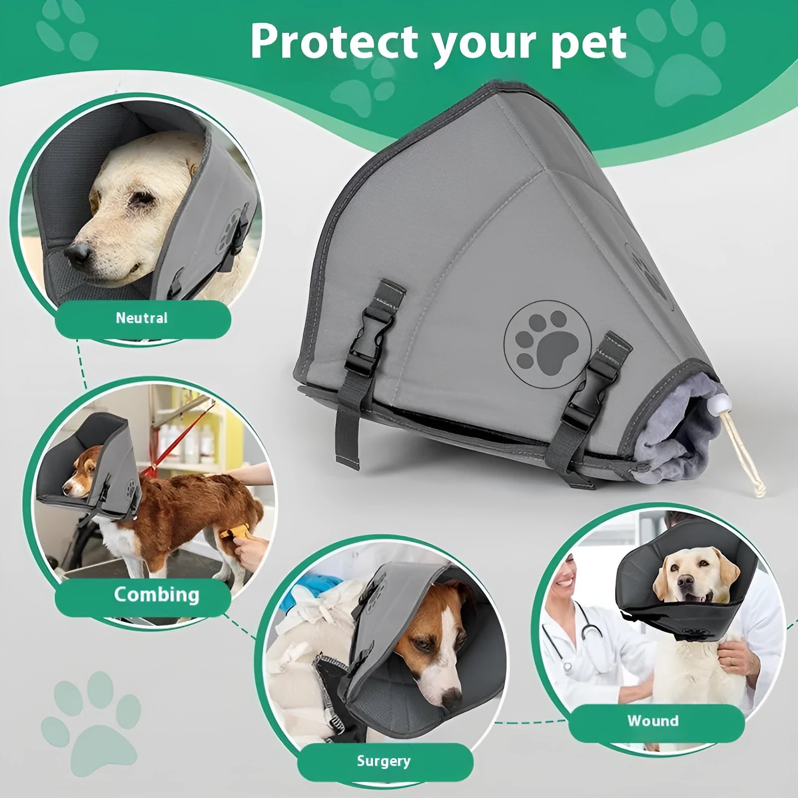 Adjustable polyester pet sterilization collar ring shown in a casual style, available in single or double layer.