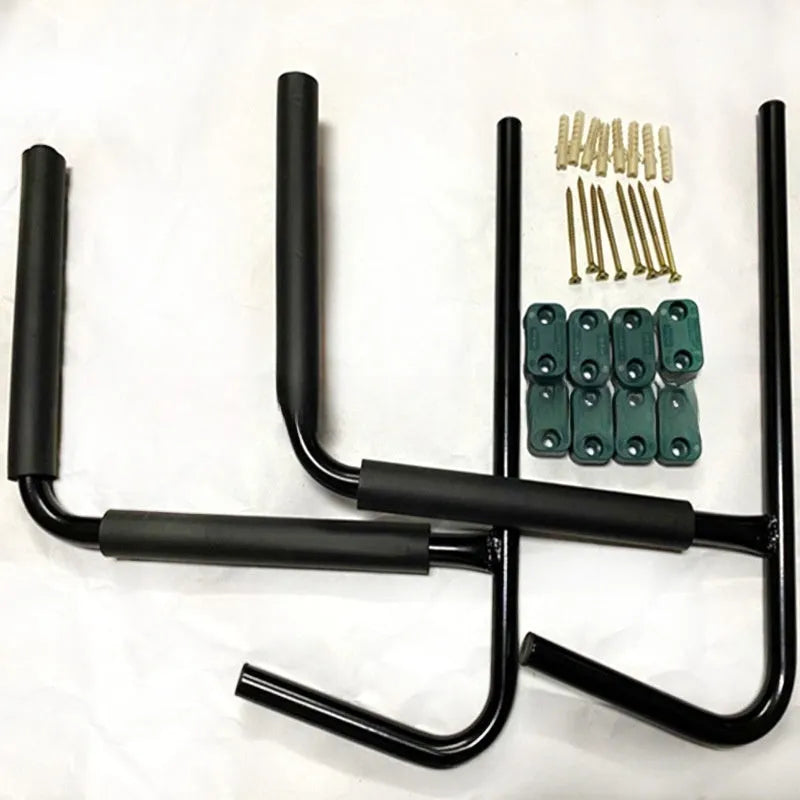 Carbon steel kayak wall hanger rack for garage storage measuring 43cm wide