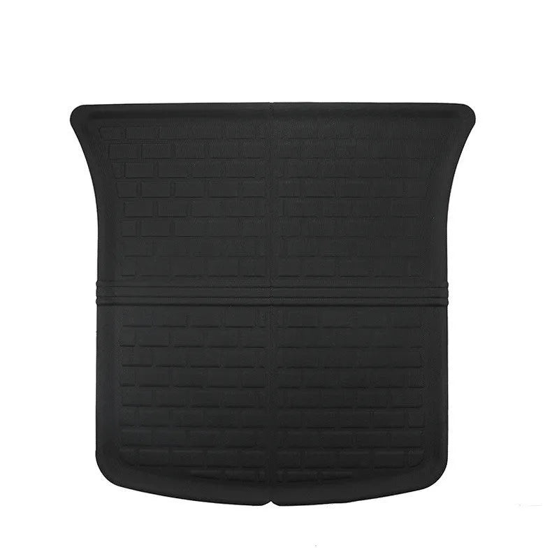 TPR material floor mats for Tesla Model Y, showing foot mats, storage box mats, and tailbox mats.