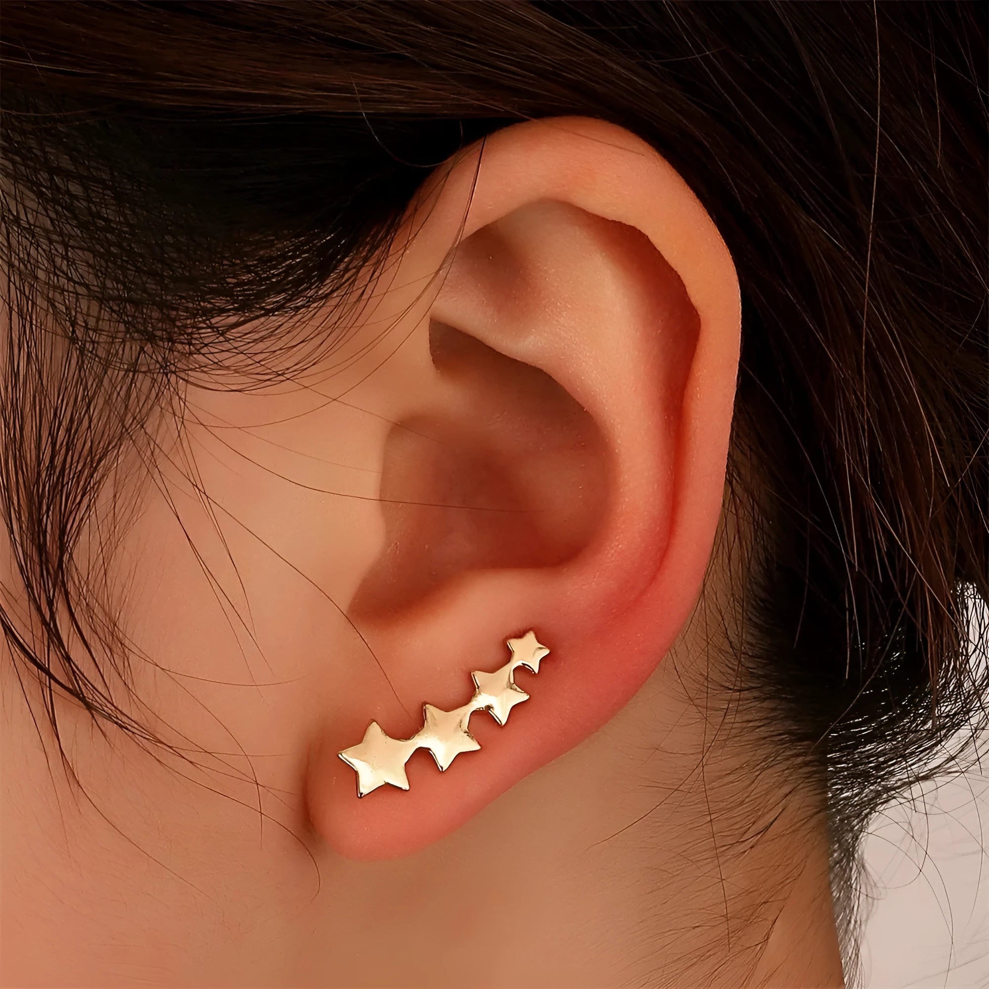 Copper leaves ear clips for women with non-pierced ear clip backs