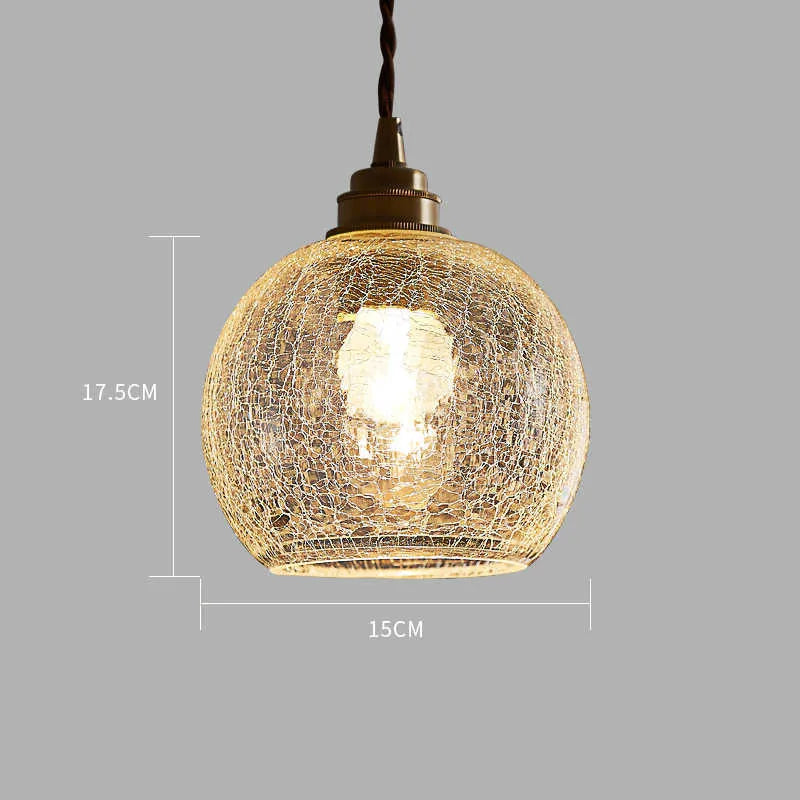 Retro copper and glass ball chandelier ceiling light with spherical shade