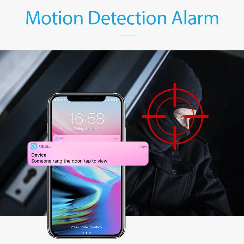 White 1080p wireless network security camera for wall mounting and mobile phone monitoring.
