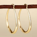 Women's geometric ring and line design ear clip earrings in electroplated copper