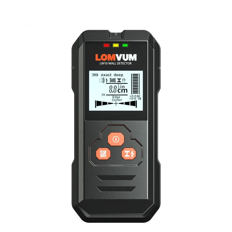 Multifunctional wall detector handheld unit for locating studs, wires and pipes behind walls
