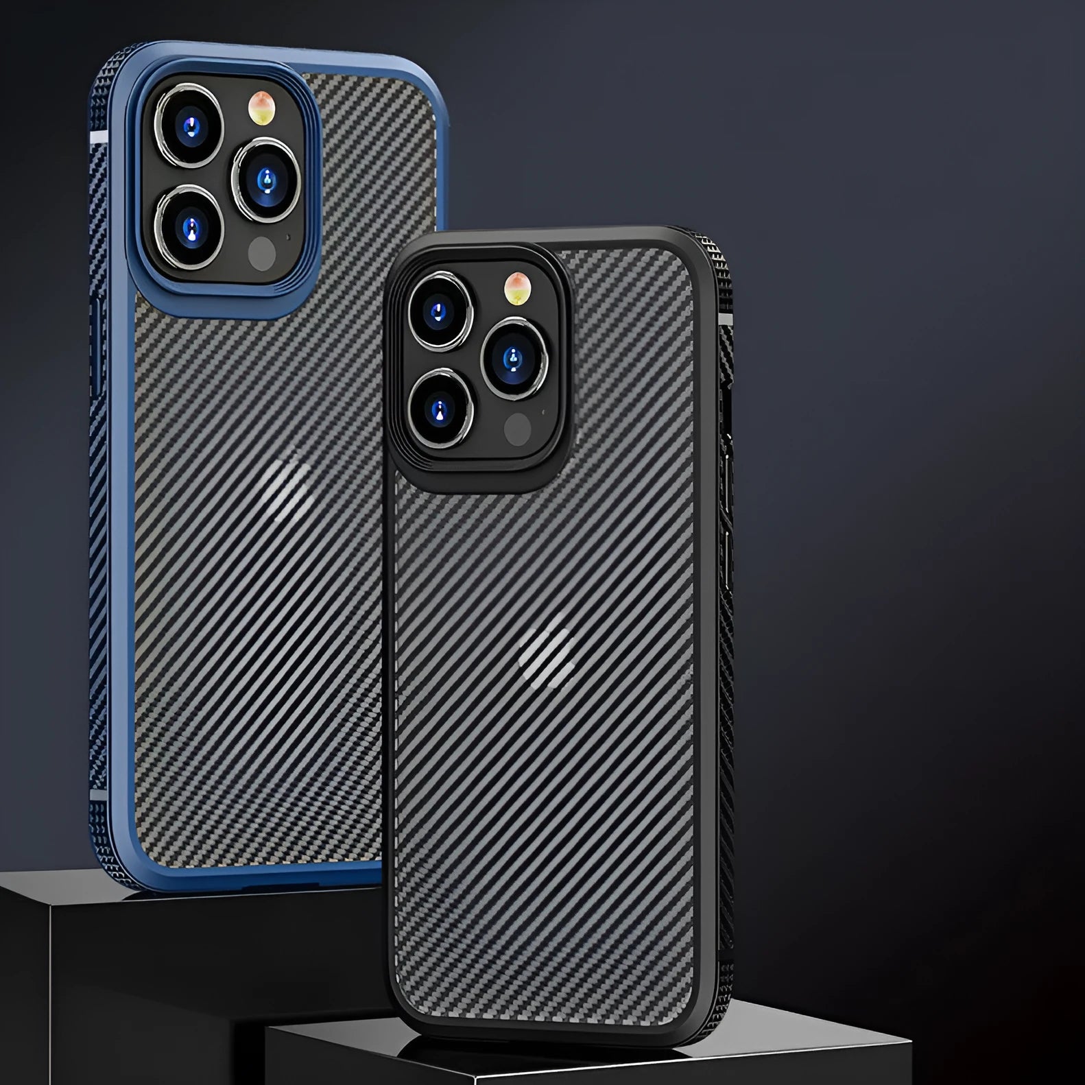 Black carbon fibre pattern protective case for Apple iPhone 13 series phones