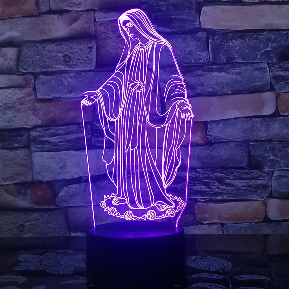 3D LED night light with laser-engraved acrylic plate showing dual ring pattern illumination