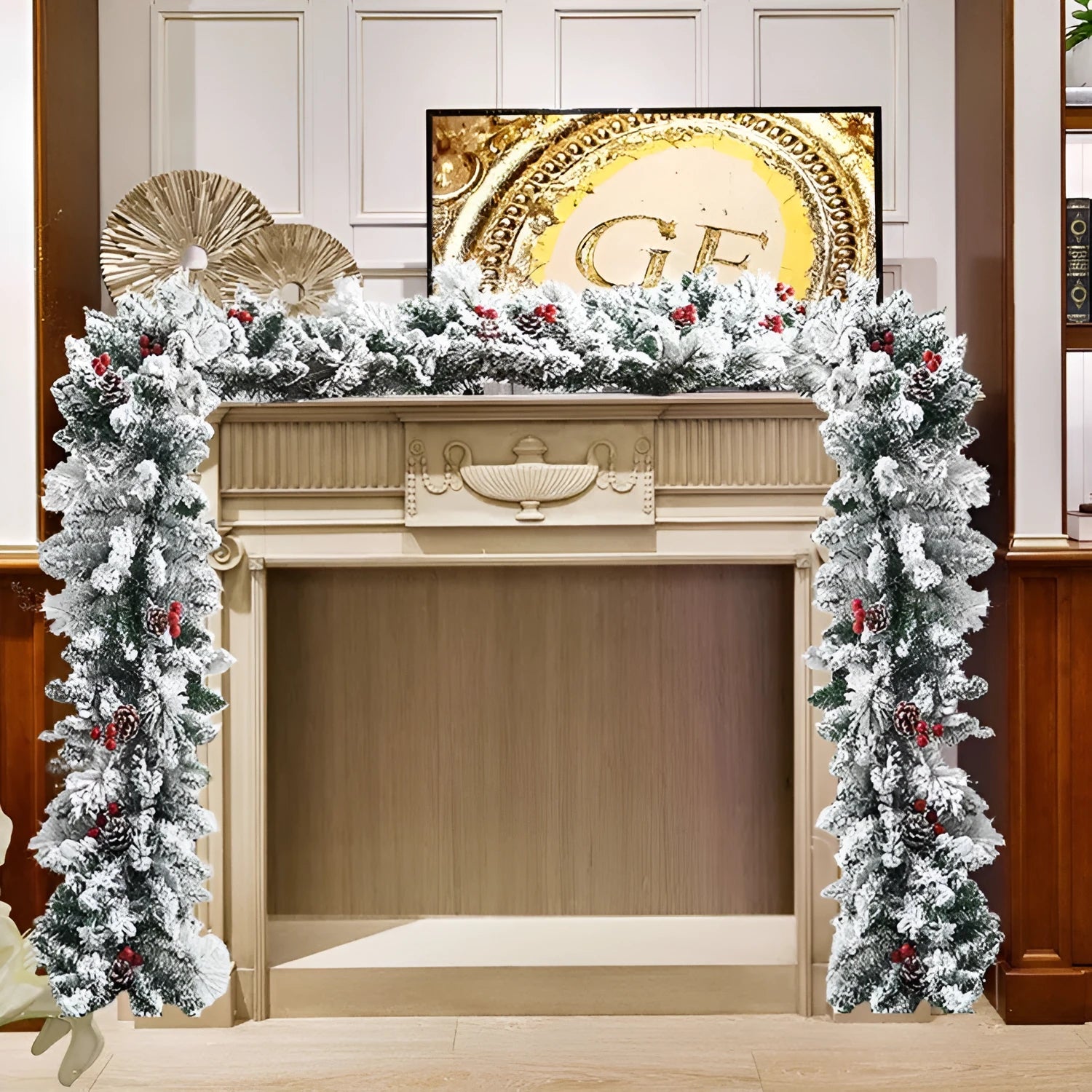 Christmas decorative rattan vine with white flocking snow in American style design