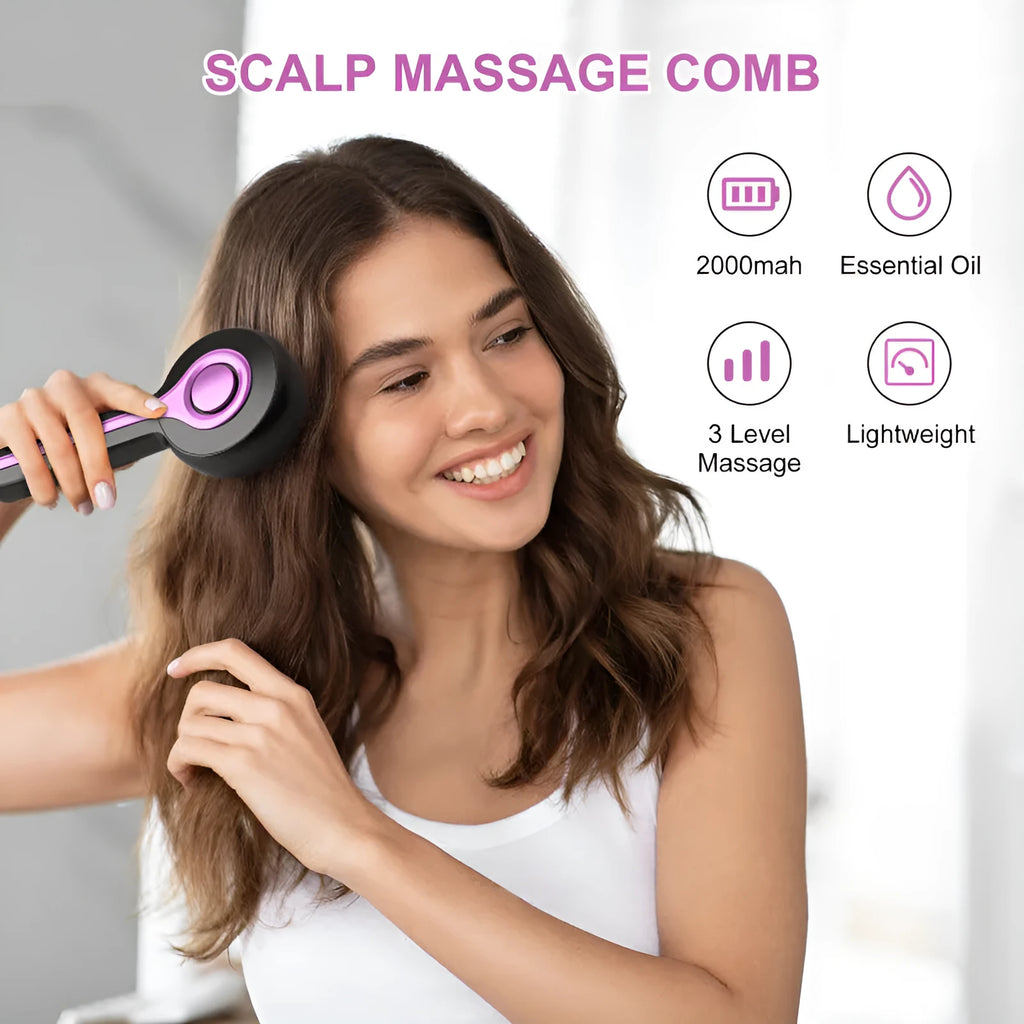 USB powered head massage tingle comb with vibration function in black, grey and red colours