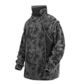 Men's black and gray tie dye full printed turtleneck sweater with loose drop-shoulder long sleeves