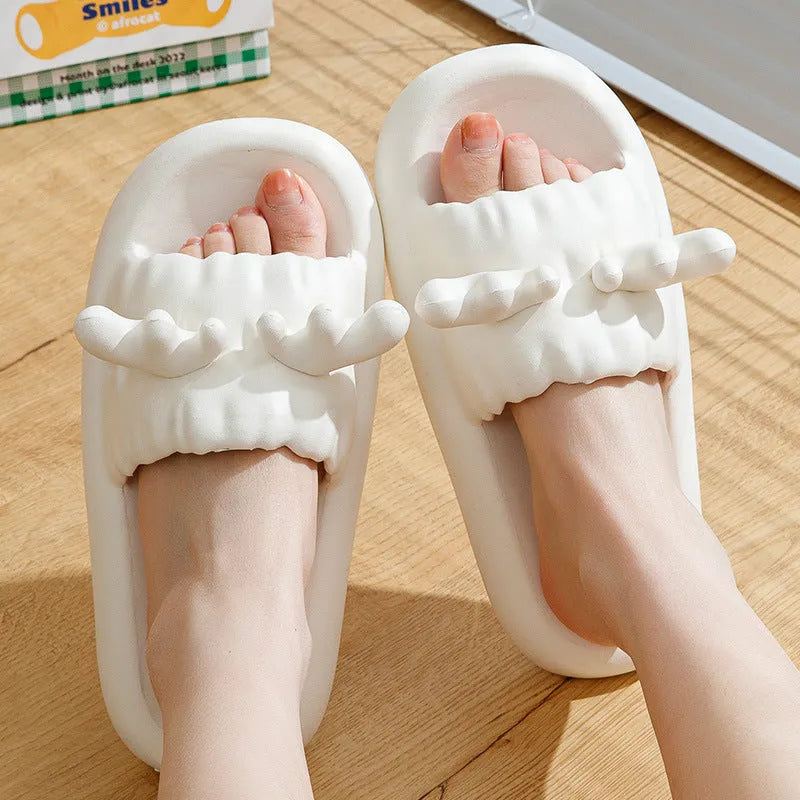 Women's EVA flip flop slippers with hollow-out design and non-slip soles in four colour options