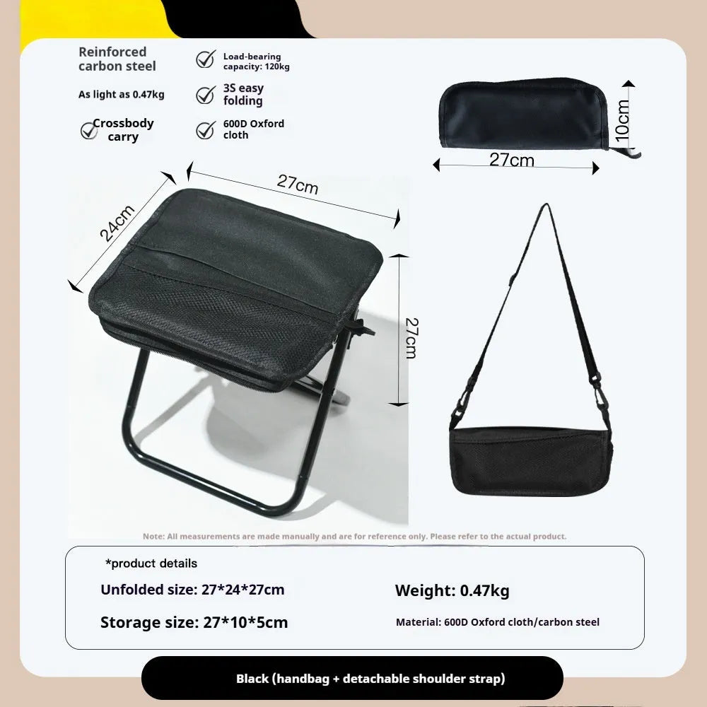 Lightweight foldable camp stool in pencil box design with Oxford cloth fabric