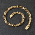 Men's titanium steel hemp flower chain necklace in antique silver finish with geometric twist design