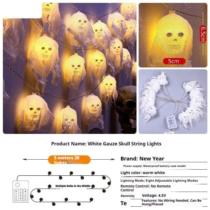 Battery-powered Halloween coloured LED lights with plastic housing for indoor wall decoration