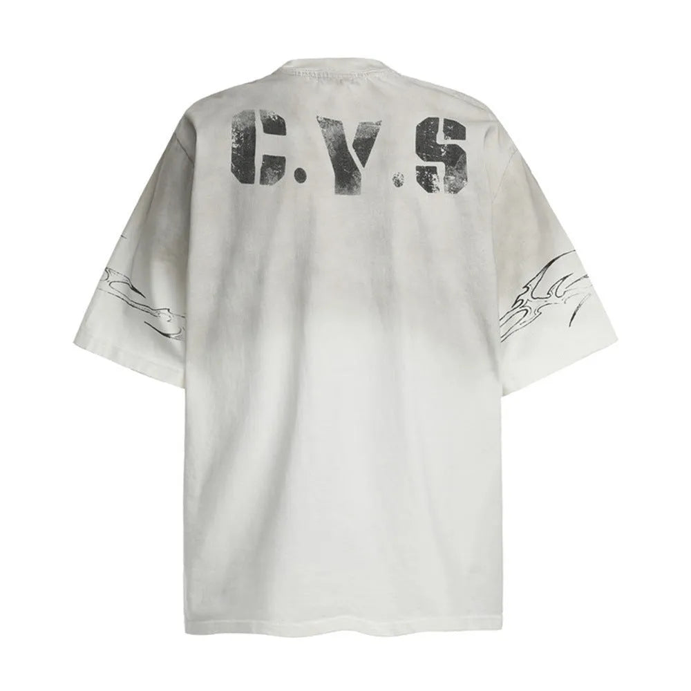 Men's pure cotton short-sleeved t-shirt with print, shown in white and black colour options.