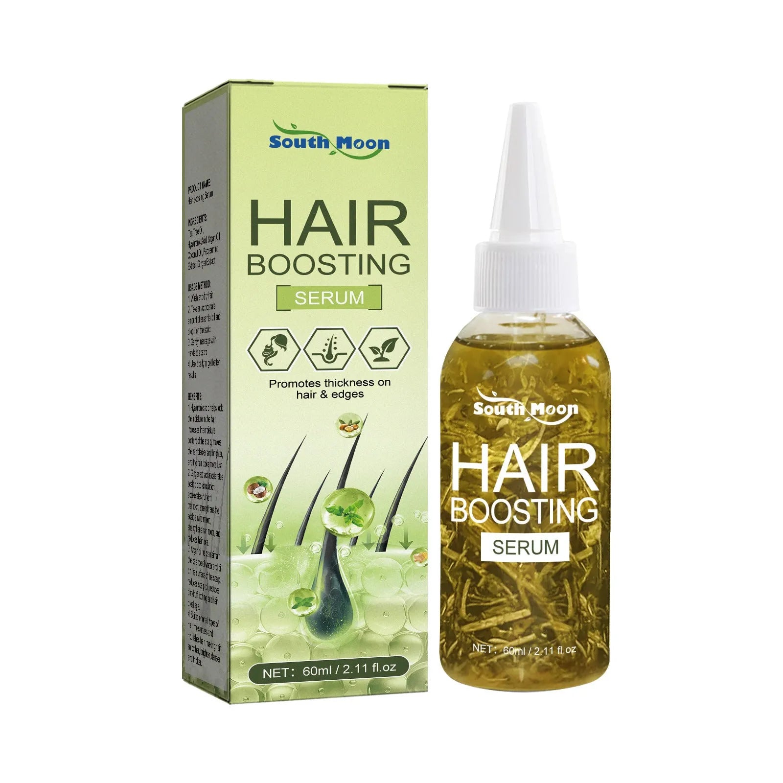 60ml glass dropper bottle of amber hair repair essential oil for dry, brittle hair.