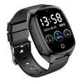 Black GPS tracker smartwatch with 1.54-inch touch screen showing SOS function interface