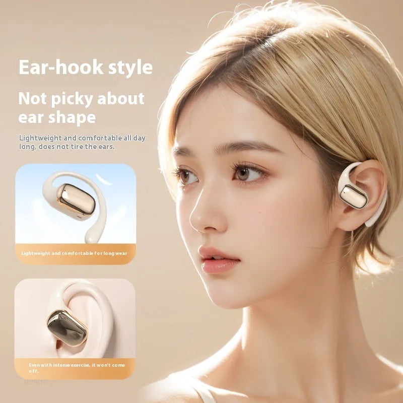 Creative ear-mounted Bluetooth headphones with digital display screen in black colour