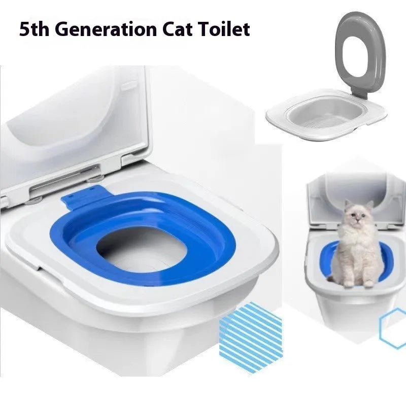 Fifth generation cat toilet trainer in blue colour, new shape design for litter training