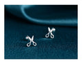 S999 pure silver screw back ear nails with mini scissors design for women