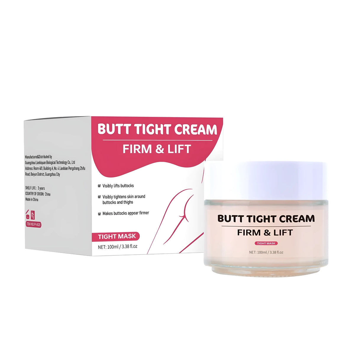 100ml jar of hip tightening cream for firming and nourishing body skin.