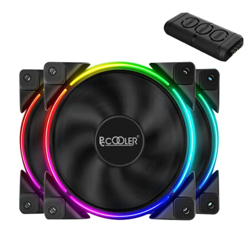 Set of three black 120mm RGB cooling fans for PC computer case