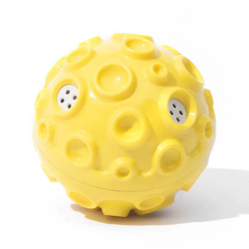 Colourful rubber dog toy ball with textured surface for aggressive chewers and anxiety relief