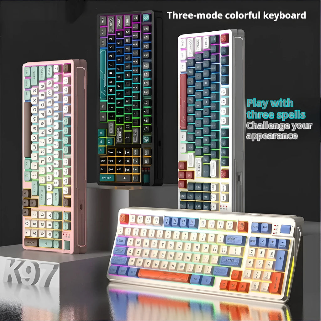 Plastic desktop keyboard with mechanical feel design in four colour options