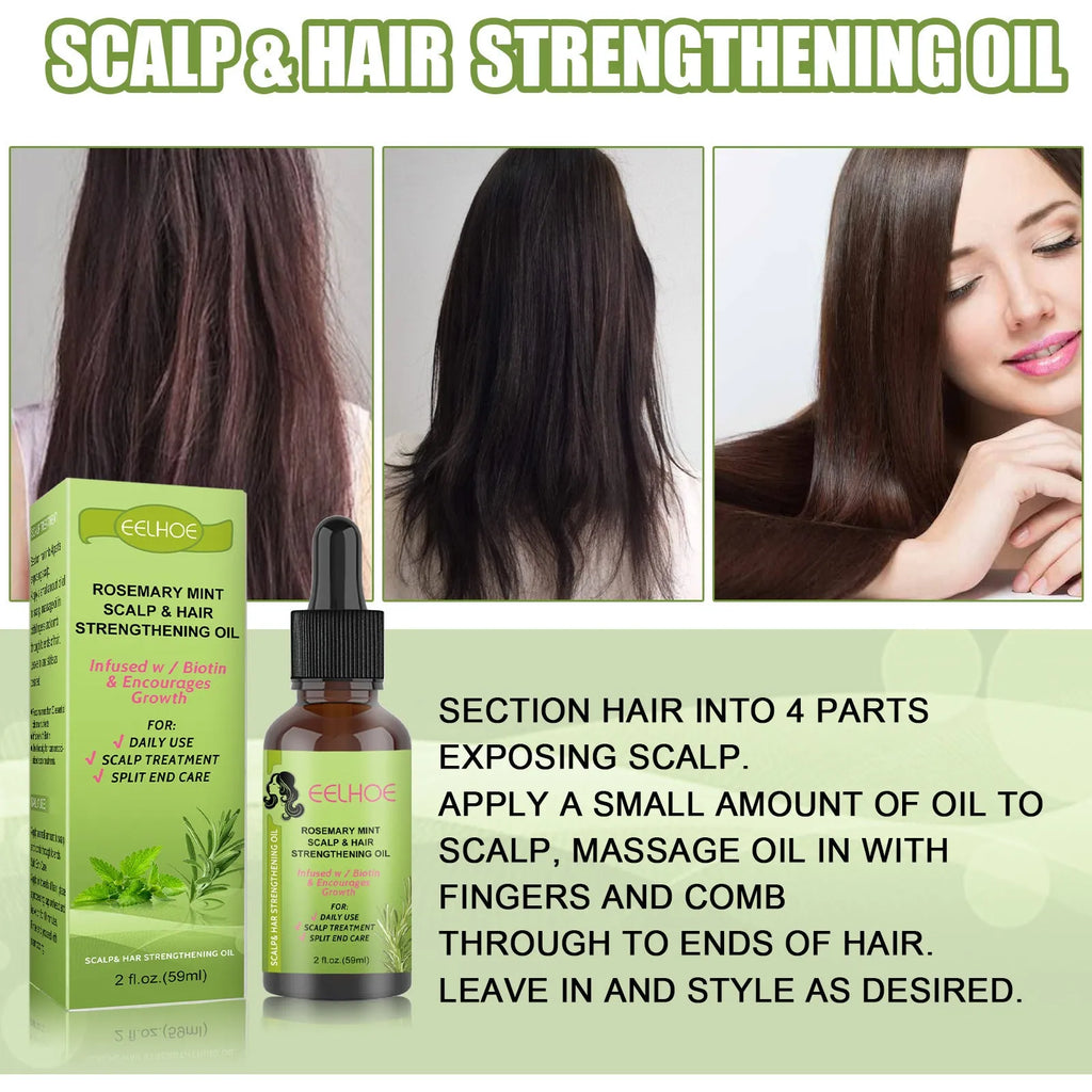 59ml bottle of rosemary mint hair growth fluid for scalp treatment and hair repair.