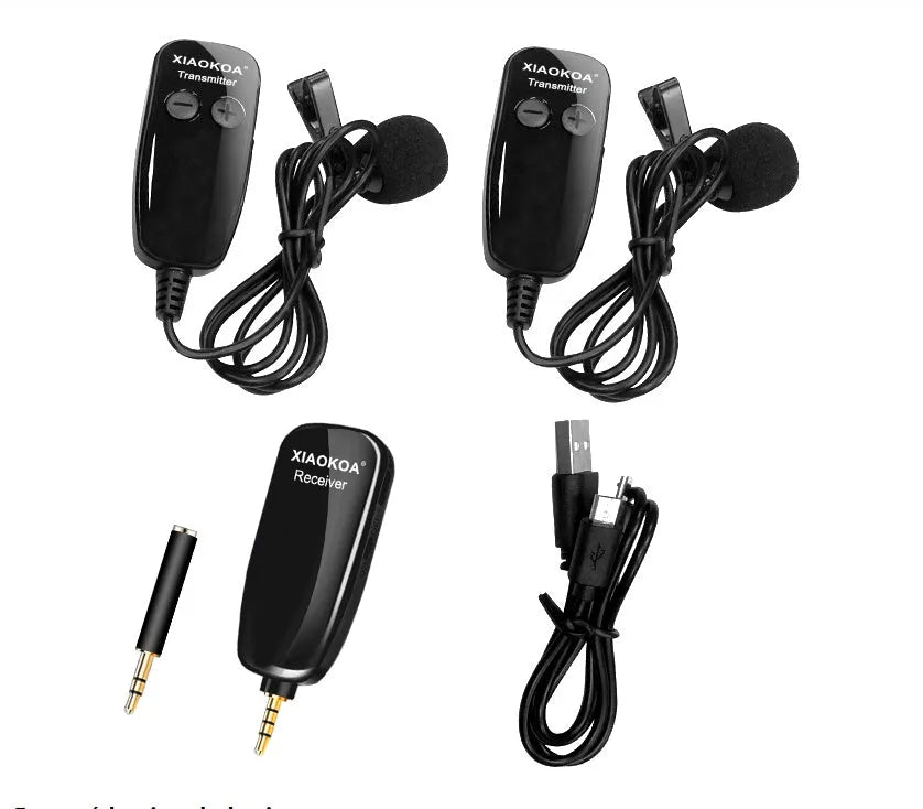 Black mobile phone lavalier microphone with 3.5mm plug and APS shielded cable
