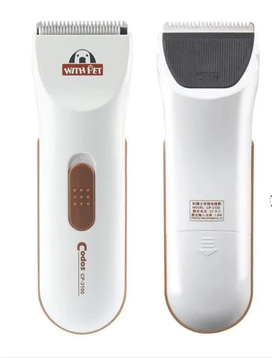White pet hair clipper with ceramic blade for dogs and cats grooming